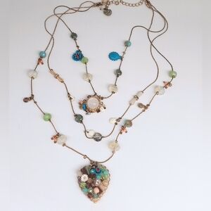 BETSY JOHNSON Woven Heart Layered Necklace from the Weave & Sew Collection
